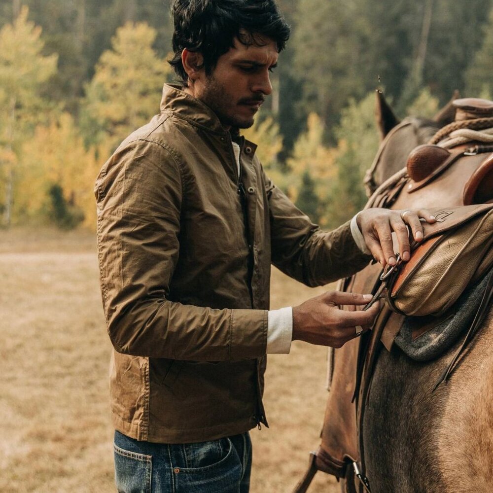 Taylor Stitch The Bomber Jacket in Field Tan Wax Canvas size 36